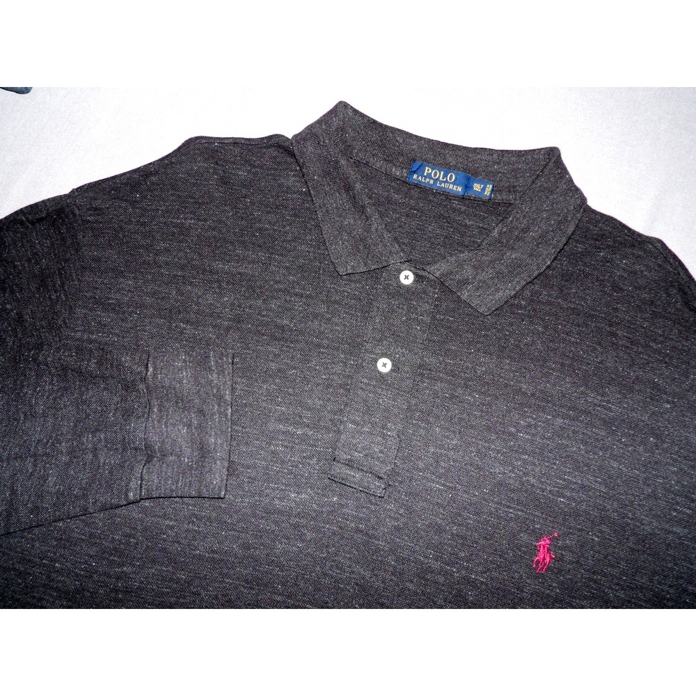 Polo Ralph Lauren Long Sleeved Knit Cotton Dark Gray Polo Shirt Men's 3XL Tall